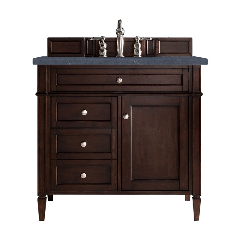 Brittany 36'' W Single Vanity, Burnished Mahogany, Charcoal Soapstone, 8" Widespread