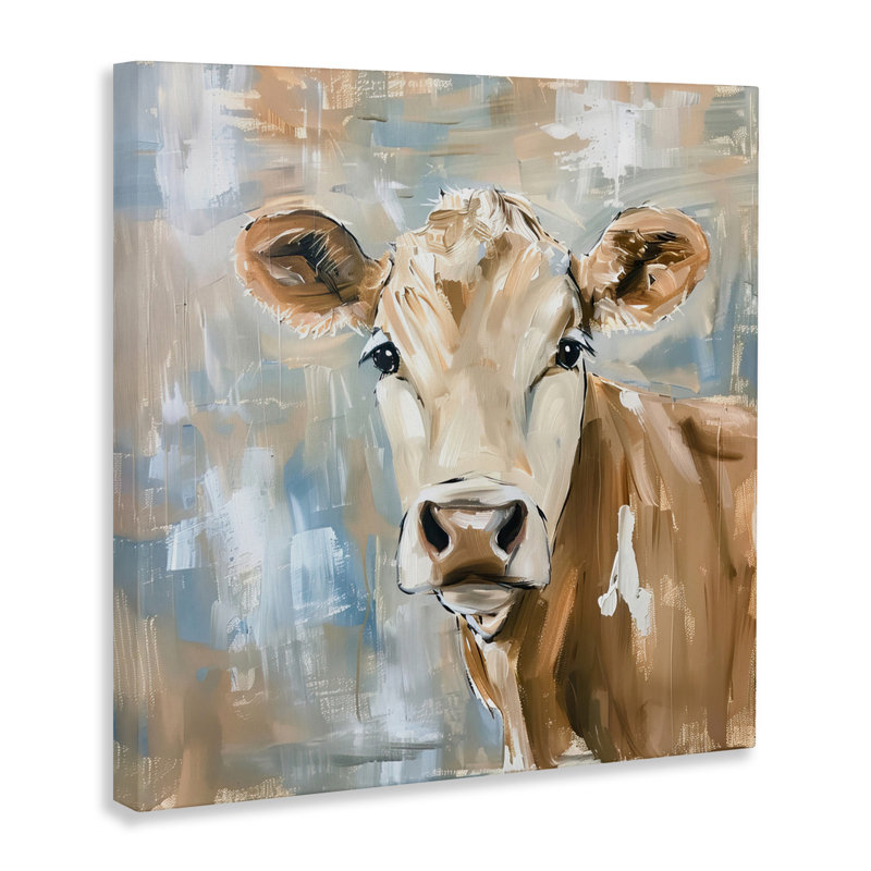 Toile abstraite La vache brune, design par Tina LeCour, H 36 po x l 36 po