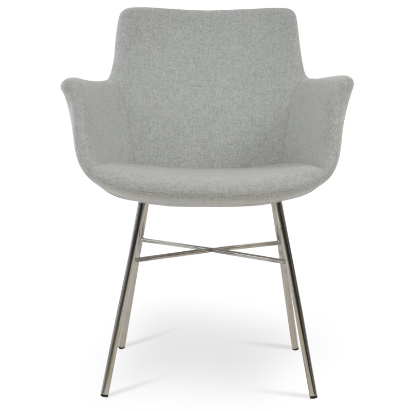 Fauteuil Bottega, Laine argentée, Poli