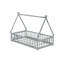 Twin Tent-Shaped Floor Bed,Teepee Bed With Guardrails,Slats And Door-286085943-286085929
