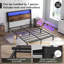 Hugo Modern Platform Bed Frame with 2-Tier Wood Storage Headboard LED Lights and Charging Station-577312686-559979050