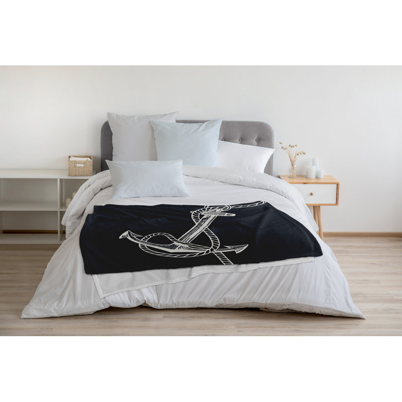 Couverture en molleton Anchored, L 30 po x L 40 po, Requin bleu