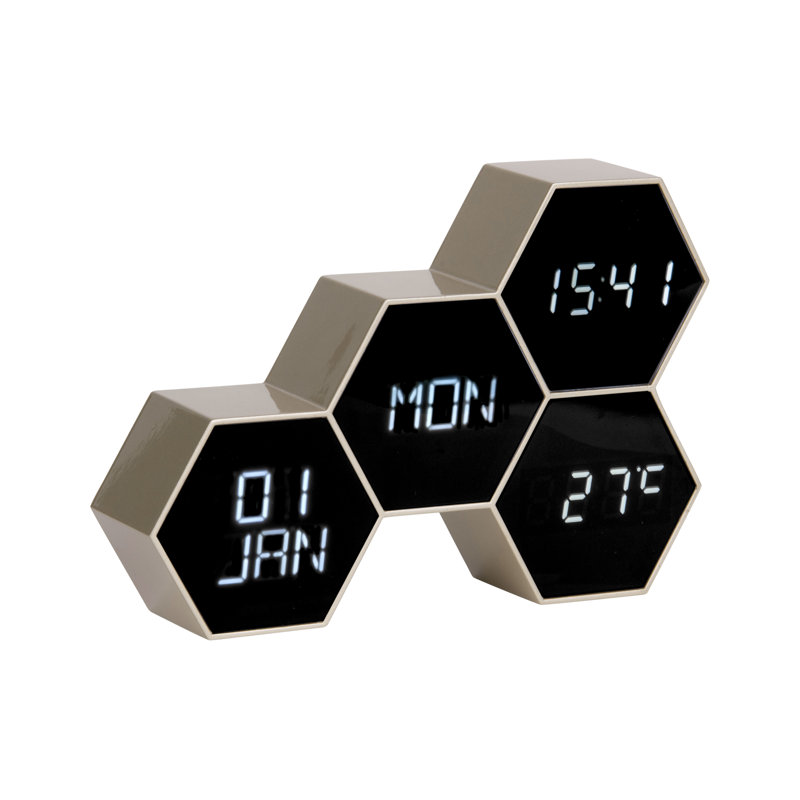 Six In The Mix Digital Electric Alarm Tabletop Clock, Gold