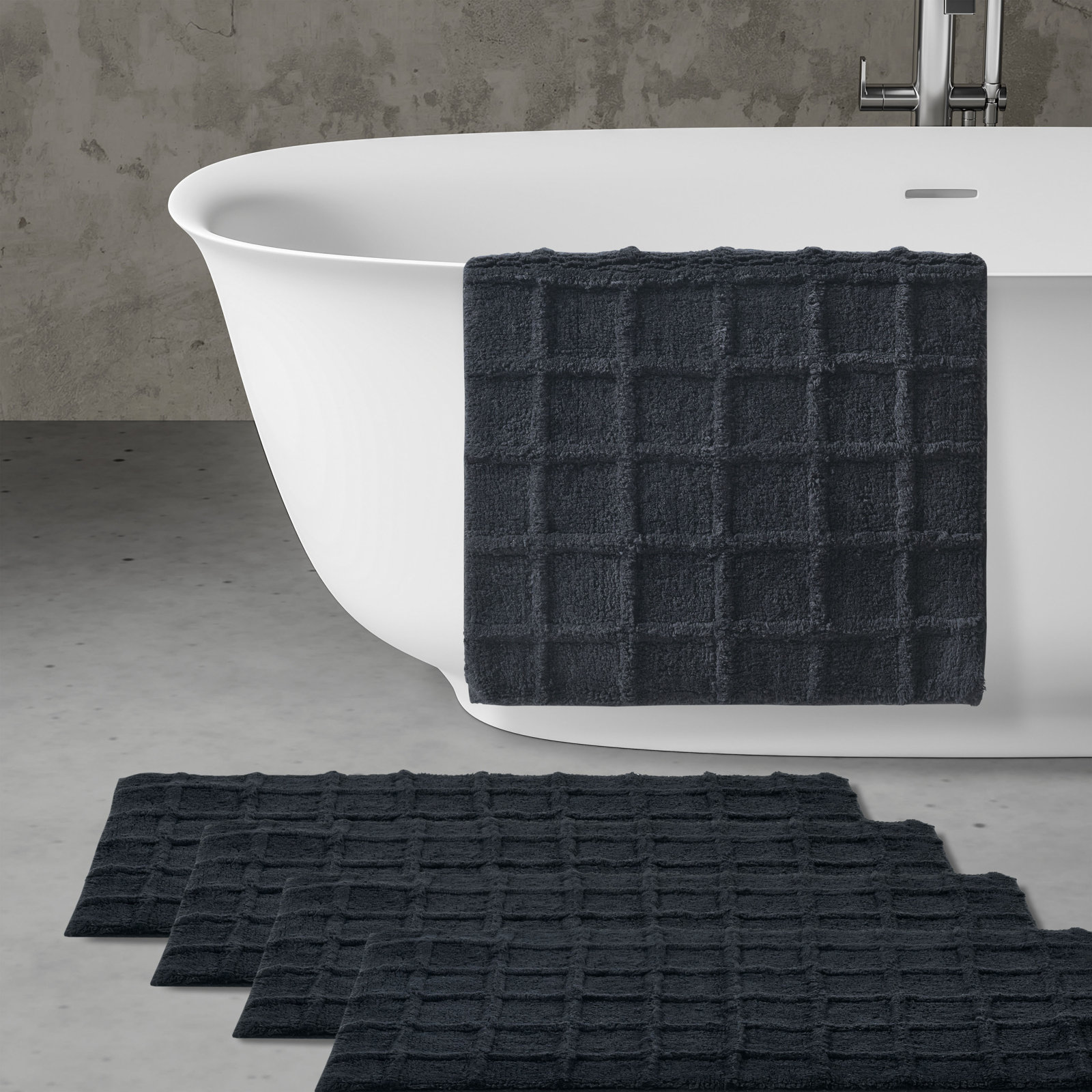 Carter Cotton Bath Rug, Navy