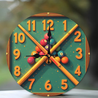 Décoration murale horloge boules de billard colorées