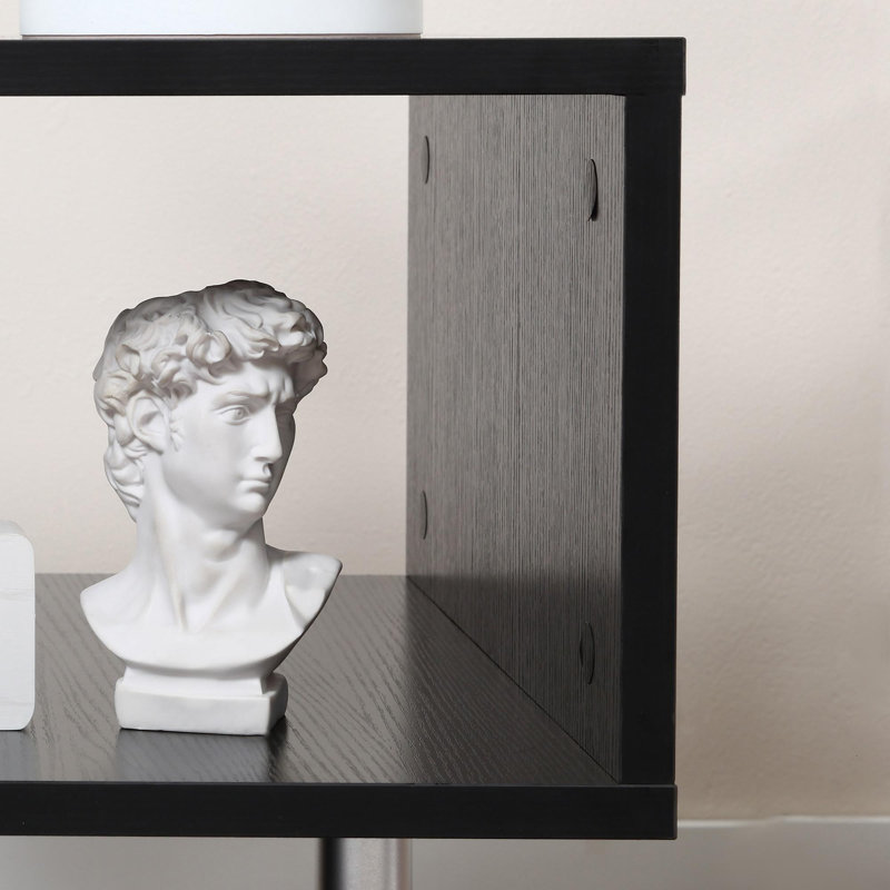 Table d'appoint sophistiquée au design unique avec beaucoup d'espace de rangement, Noir