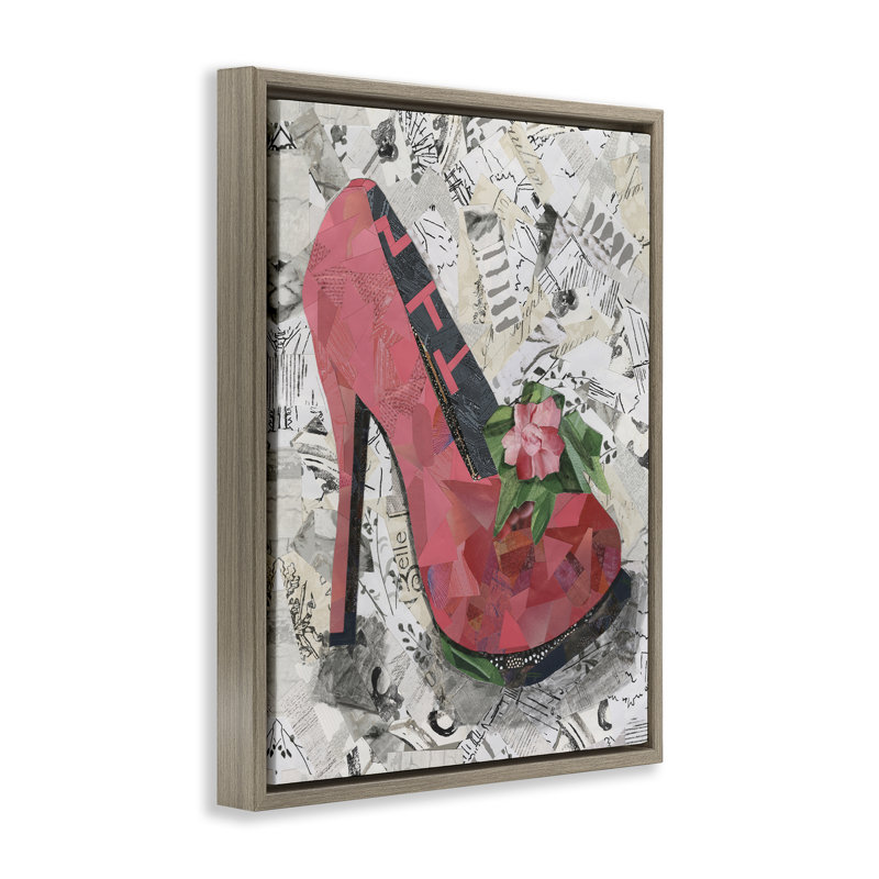 Art mural sur toile flottante à talon collé rose par Coco Good, Cadre flottant orme Montalcino, H 31 po x l 25 po