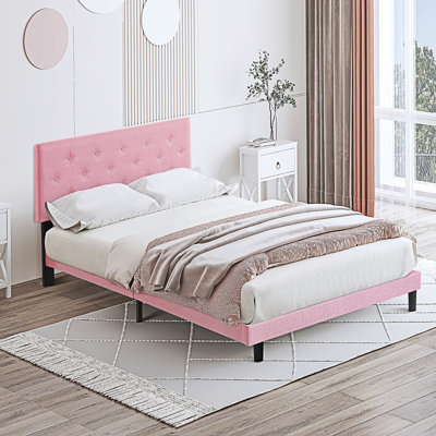 Base de lit tapissier grand format avec tête de lit capitonnée à boutons