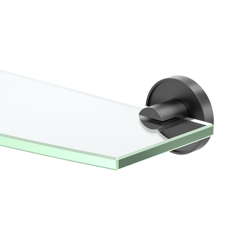 Sky Curved Glass Bracket Shelf, Matte Black