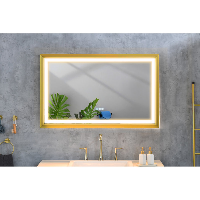 42 po X 24 Miroir de salle de bain rectangulaire avec brouillard et lumières à DEL variables