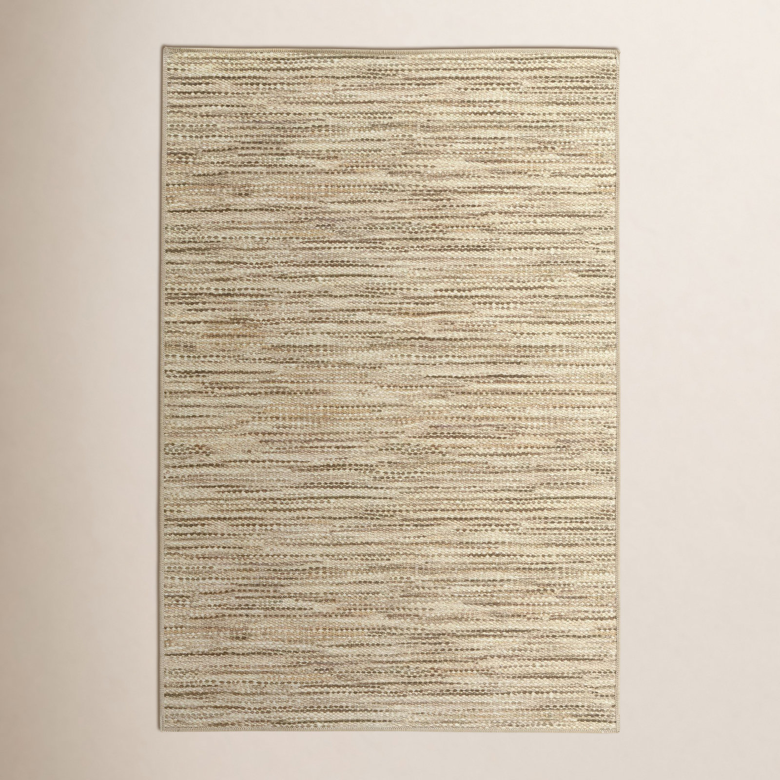Clay Natural Machine Washable Striped Rug, Rectangle 3' x 5'