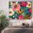 Bold and Colourful Vibrant Floral Pattern Canvas Extra Large Framed Wall Art Print Decor (Framed Assembly Required)-105076078