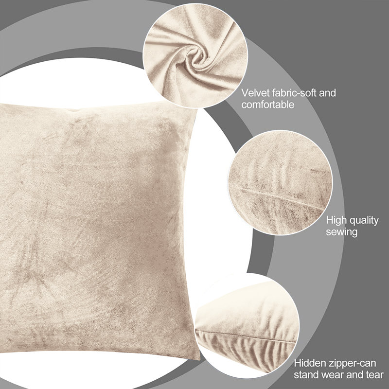 Velvet Scatter Cushion Cover, Beige