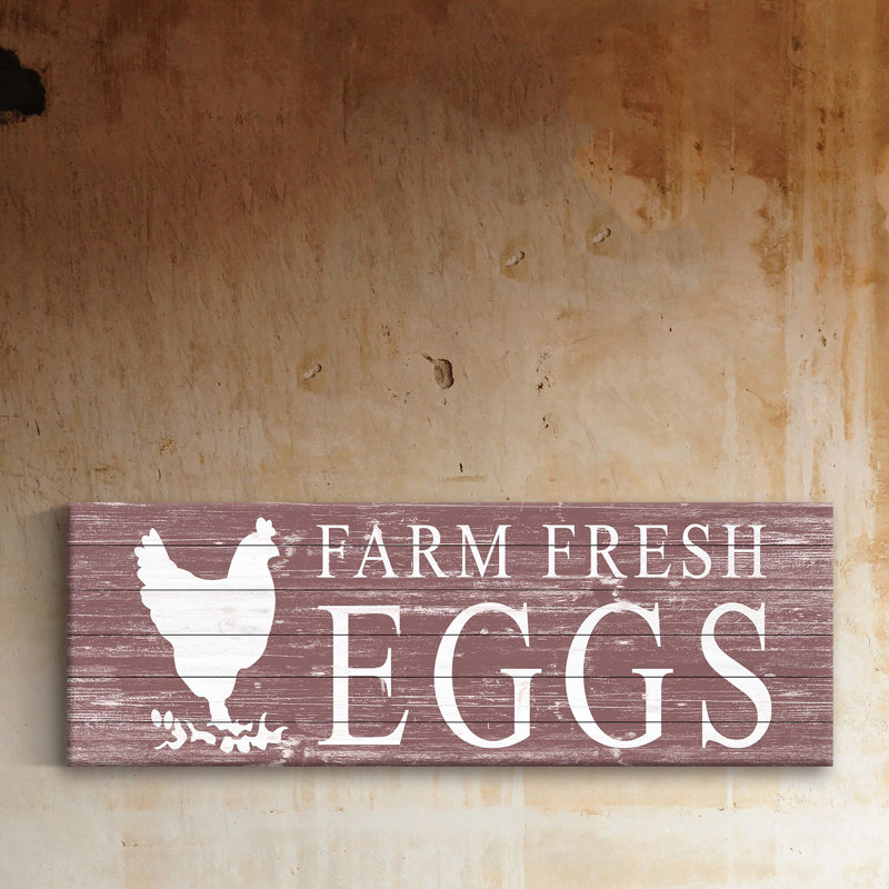 « Oeufs fresh »-sans cadre, art textuel sur bois, H 20 po x l 60 po x P 1,5 po