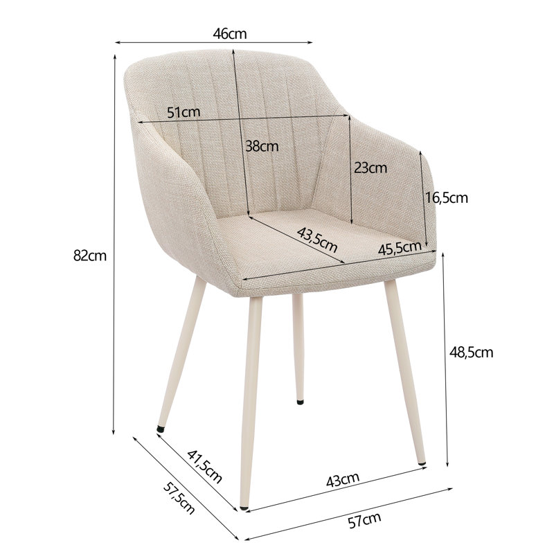 Upholstered Dining Chair, Beige, Beige, White
