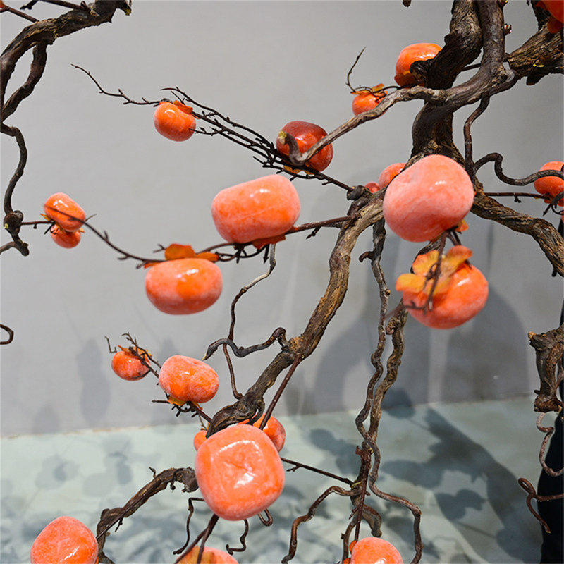 Arbre persimmon mural avec branches de Jujube, H 98,42 po x l 23,62 po