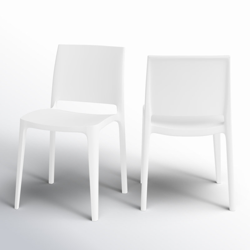 Chaise d'appoint empilable Auni, Blanc