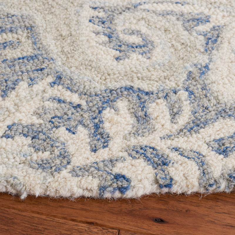 Hitz Hand Tufted Wool And Cotton With Latex Ikat Rug, Round 5'