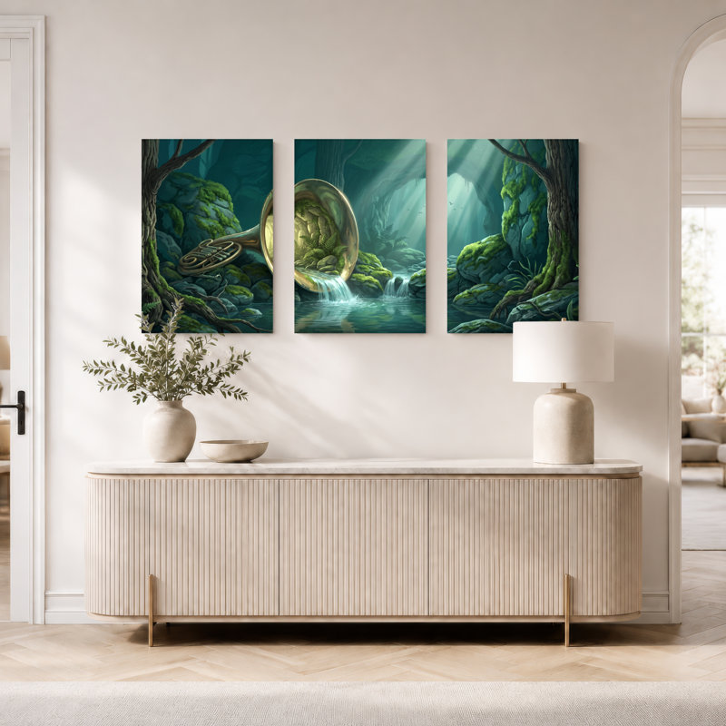 Ensemble de 3 tableaux sur toile représentant une forêt fantastique, pour la décoration du salon, de la chambre et de la maison.