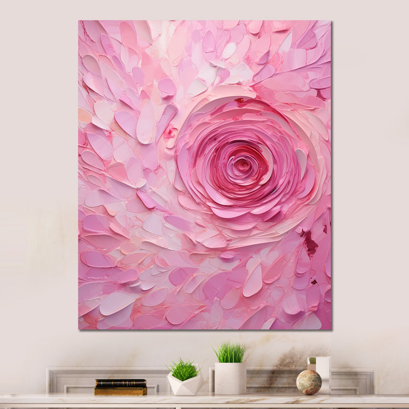 «Pink Radiant Revolution Spiral I», reproduction d'art en métal abstrait en spirale, H 32 po x l 16 po x P 1 po