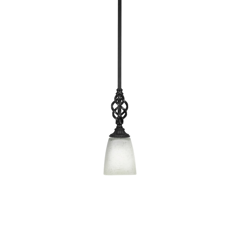 Mini-luminaire suspendu suspendu Elegté avec fini noir mat et verre mousseline carré blanc de 4,5 po