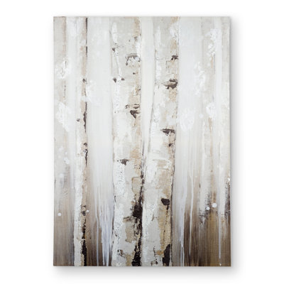 Abstract White Birches Outdoor Area Rug | Landscapes Trees Decor