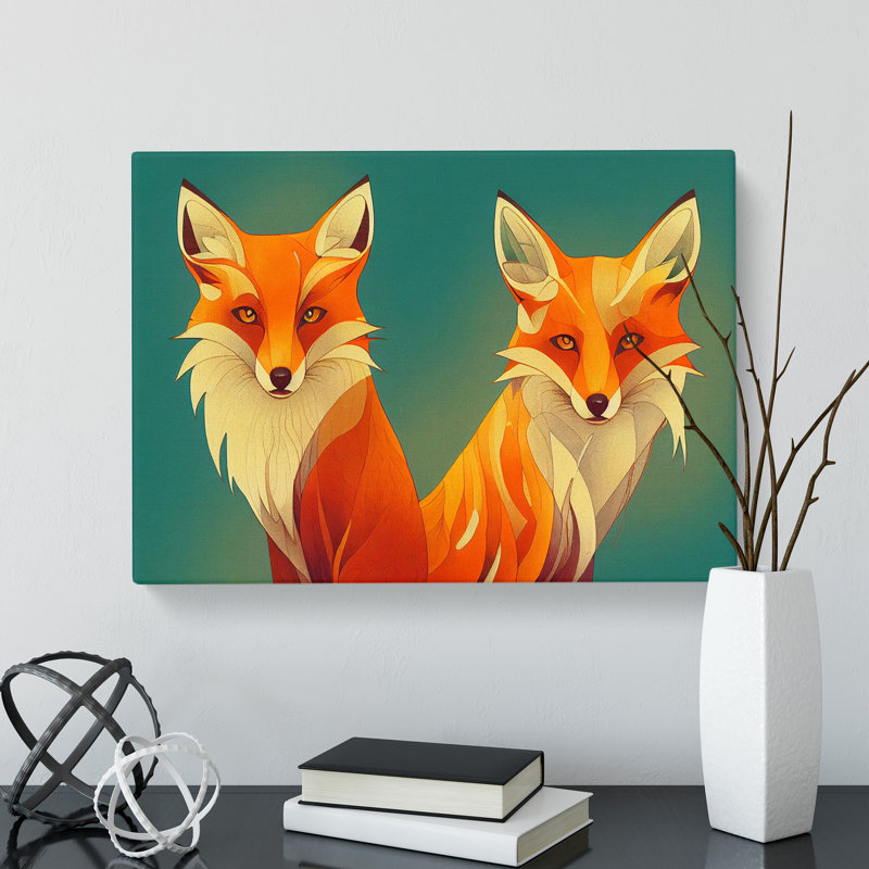 Delightful Foxes - Wrapped Canvas, 35cm H x 50cm W x 3cm D
