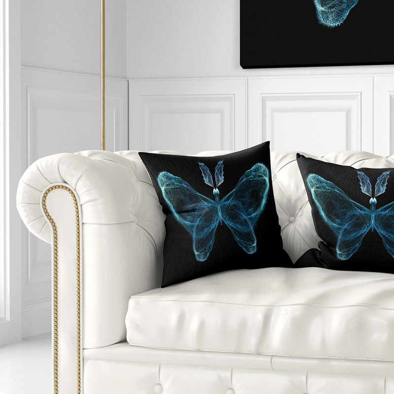 Coussin à imprimé floral turquoise, 18 po x 18 po, Coussin décoratif