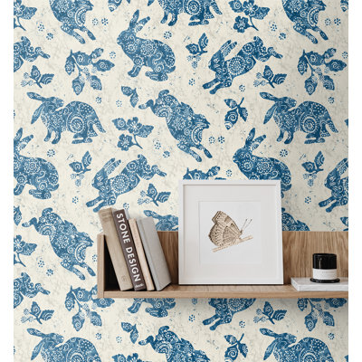 Bunny Hop Whimsical Novelty 20.5 in W x 18 ft. L Peel & Stick Wallpaper