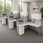 Poste de travail à panneau en forme de L pour 3 personnes 64,5 po x 63 po x 195 po Regency Instant Office, blanc pur-133697572