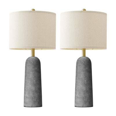 Set of 2 27.25" Modern Table Lamps, Gray Resin Natural Stone Look for Bedroom Living Room