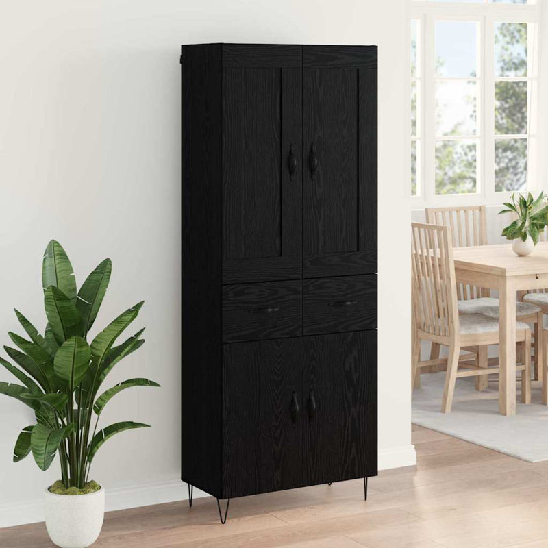  Highboard Artisan Oak 69.5 X 34 X 180 Cm Engineered Wood, Black Oak