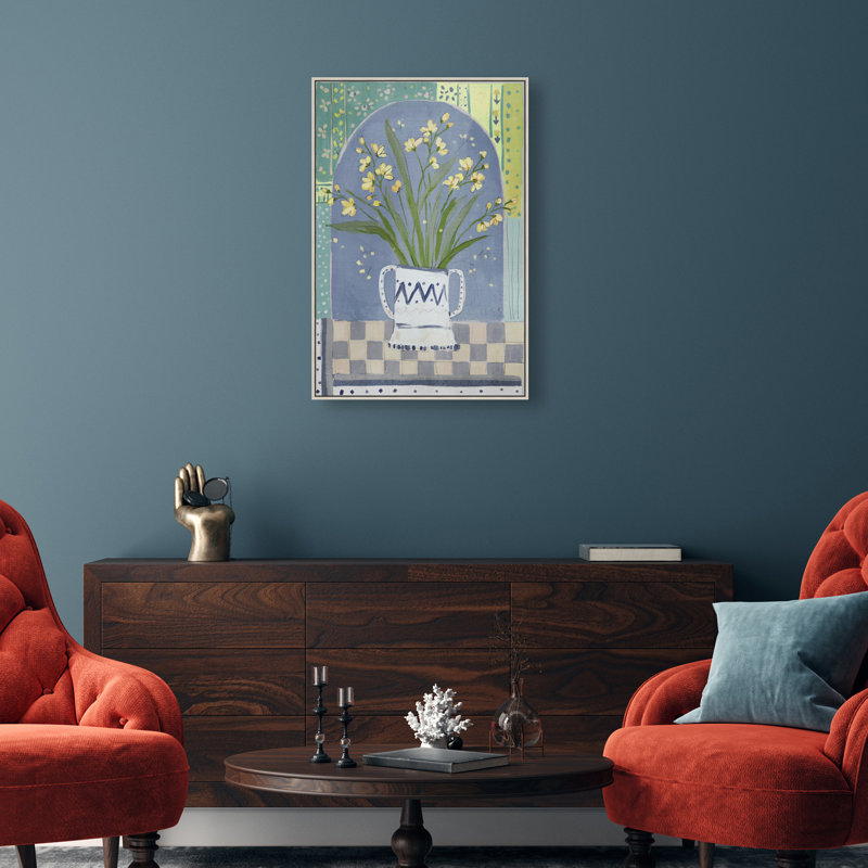 Daylilies In A Vase Print by Oliver Gal, 31"H x 21"W, Silver Floater Frame