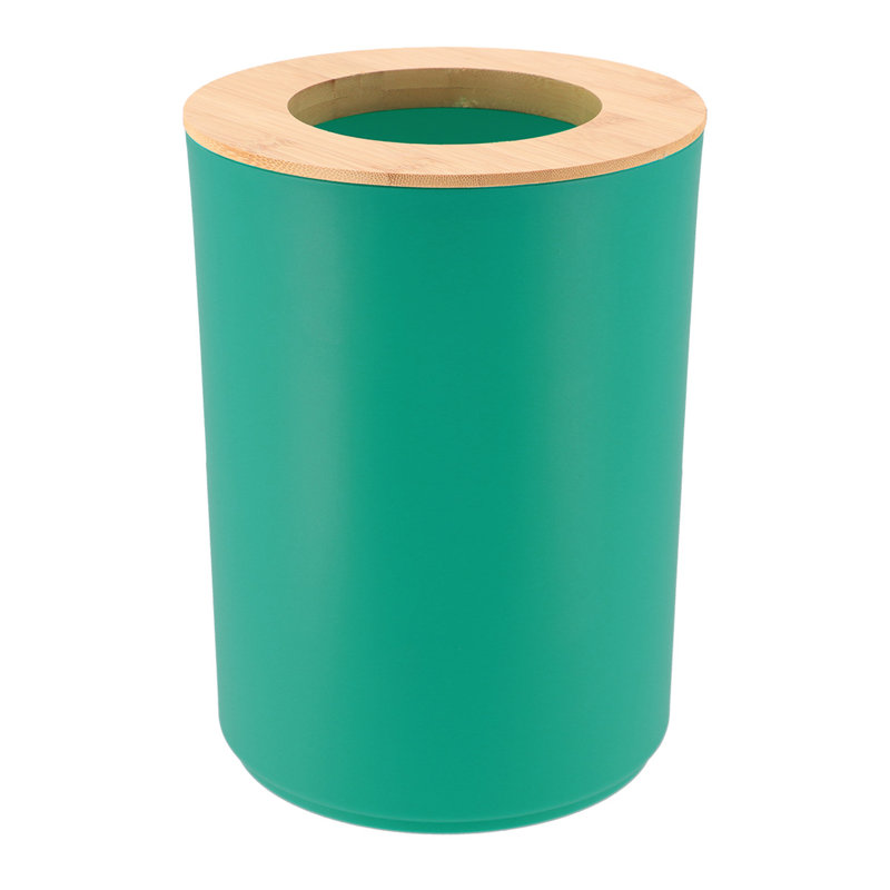 Green Caribbean Bamboo Top Compact Waste Basket