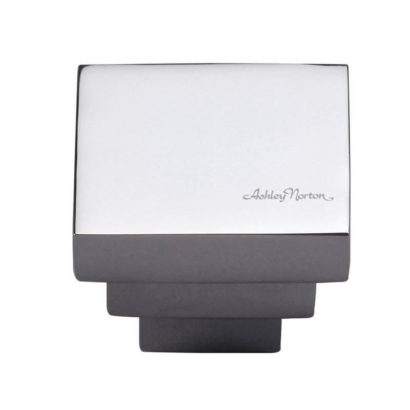 Polished Chrome Square Knob with Satin Nickel Finish