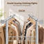Extendable Double Clothes Rail with Hanging Rings and Castors