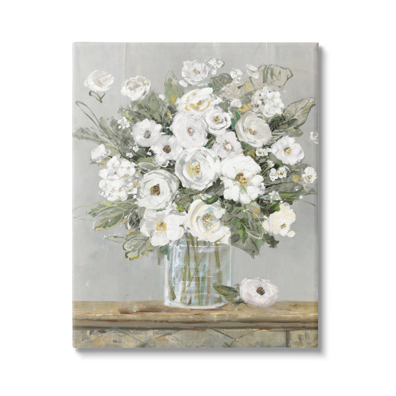 Peinture de bouquet blanc, H 40 po x l 30 po x P 1,5 po