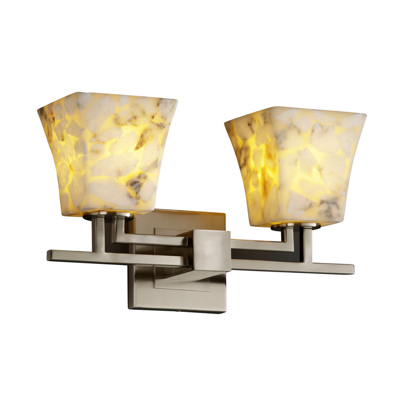 Éclairage pour salle de bain 2 lumières Ekalaka Alabaster Rocks Aero, Noir mat, Cylindre évasé