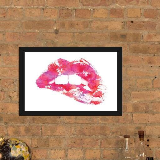 « Lippss », reproduction d'impression, H 24 po x l 32 po x P 1 po, Cadre noir