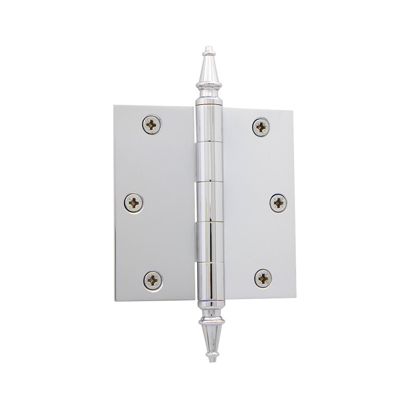 3.5'' x 3.5'' Brass Butt Bearing Hinge, Bright Chrome