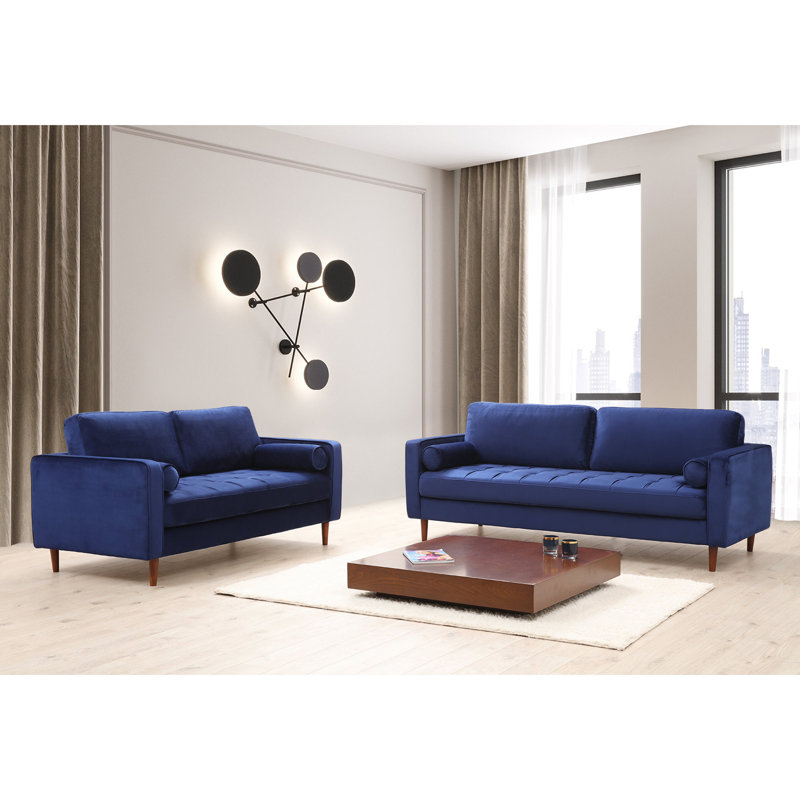 Canapé rembourré Haretina, 100 % polyester bleu marine
