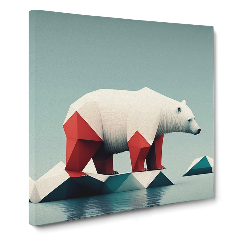 Polar Bear Suprematism - Wrapped Canvas, 35cm H x 35cm W x 3cm D