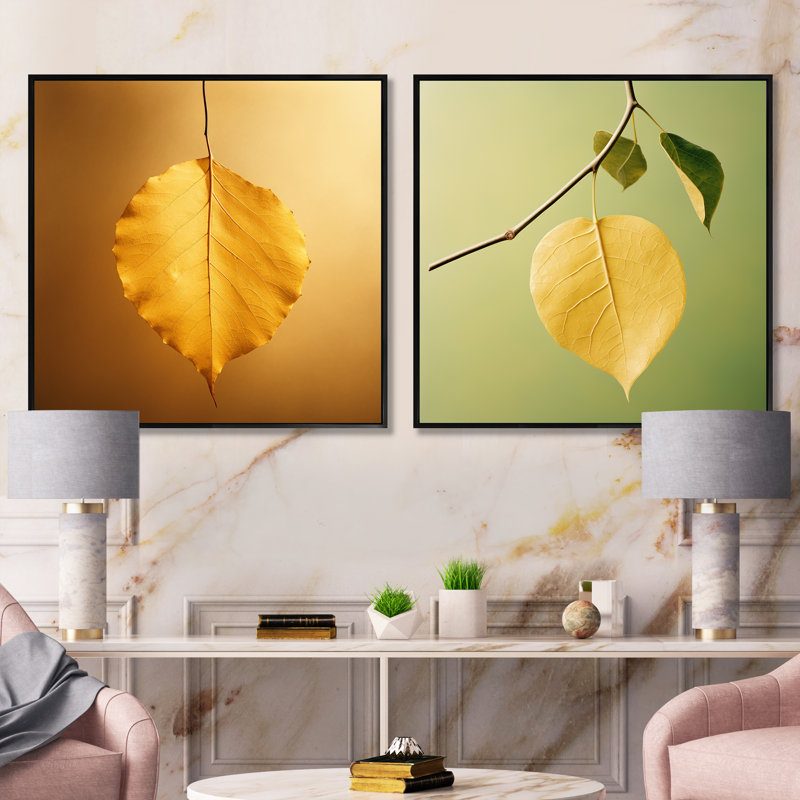 Ensemble de 2 feuilles de collage zen, Cadre flottant noir, H 16 po x l 33 po
