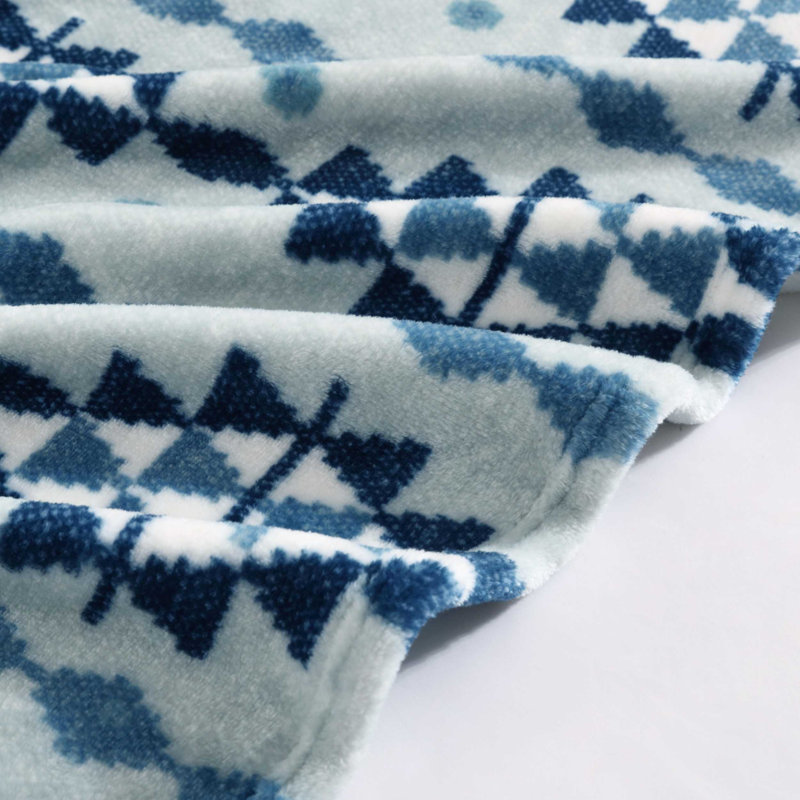 Couverture en molleton ultra doux Wrangler, Lit simple, Bleu Westin géométrique