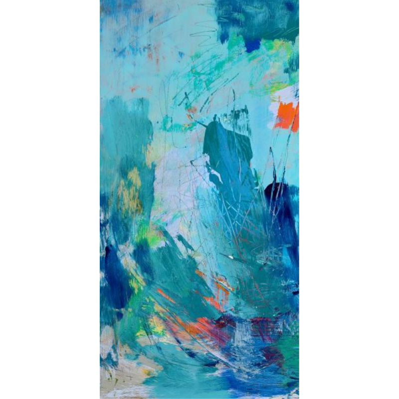 Graceful Blue I Painting by Elle Youngstrom, Image Brush Gel, 60" H x 30" W