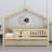 Wooden House Bed with Trundle-126131857-126131860