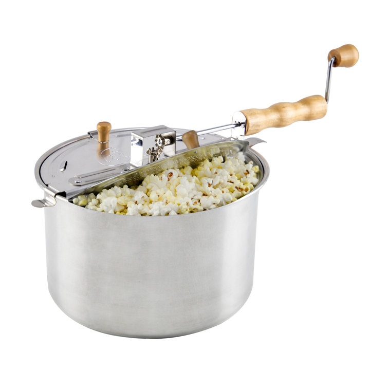Cook N Home Stovetop Popcorn Popper with Crank, 6-Quart Stainless Steel  Popcorn Pot, Silver 