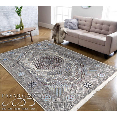 Tapis unique en laine et soie 6 pi 8 po x 9 pi 9 po Ophelio