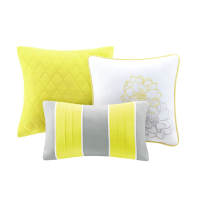 6 pièces de courtepointe en coton très grand / très grand taupe / jaune, imprimées avec des coussins décoratifs rectangulaires réversibles géométriques