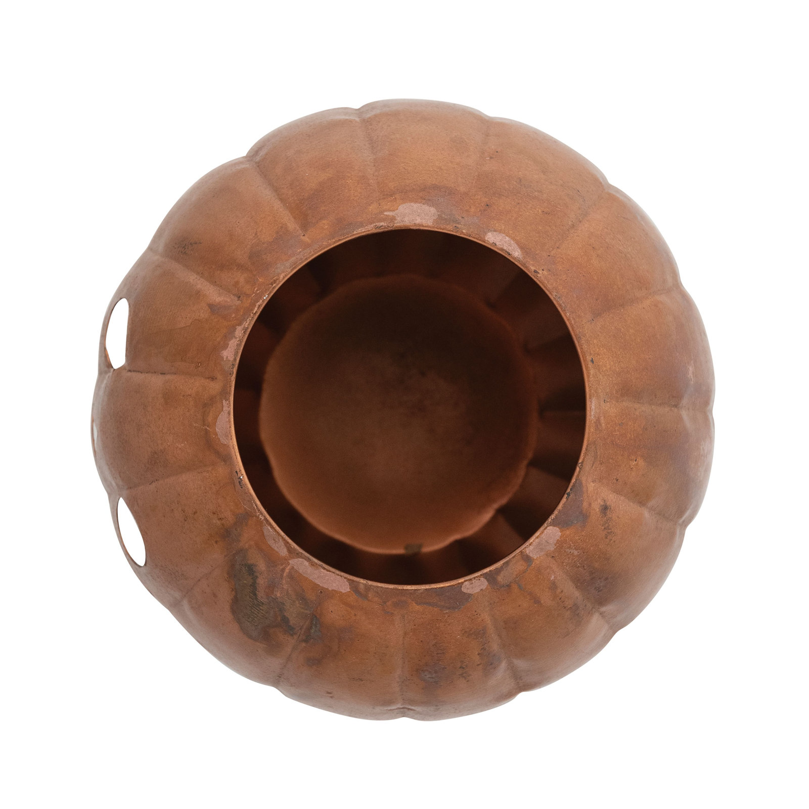 Metal Jack-O-Lantern Candle Holder W Cut-Outs